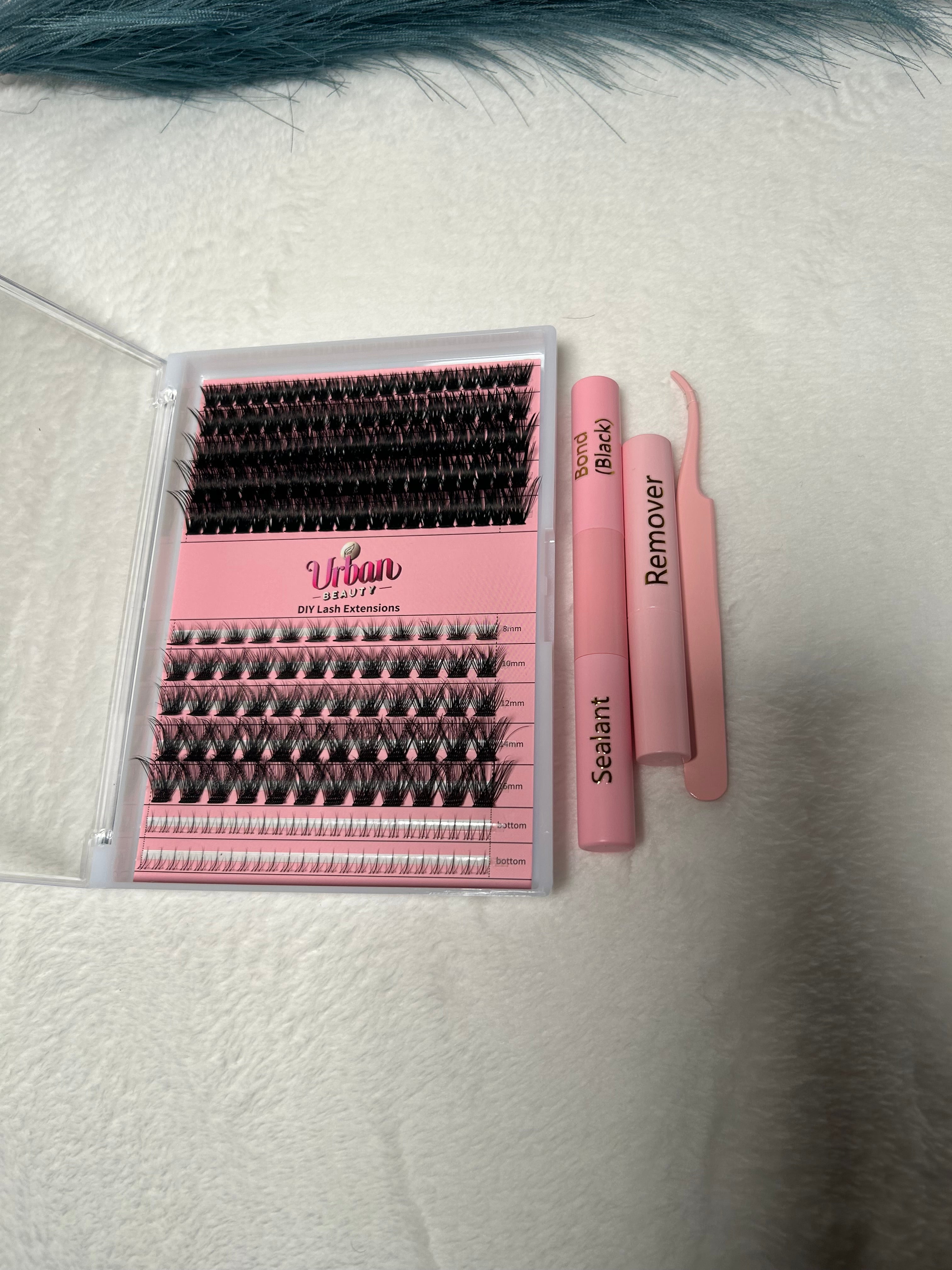 12 Rows, 140PCS Fluffy Cluster Lash Kit with 14 Days Lasting Glue, Bottom Lashes, Glue Remover Tweezer - Black DIY Cluster Eyelashes