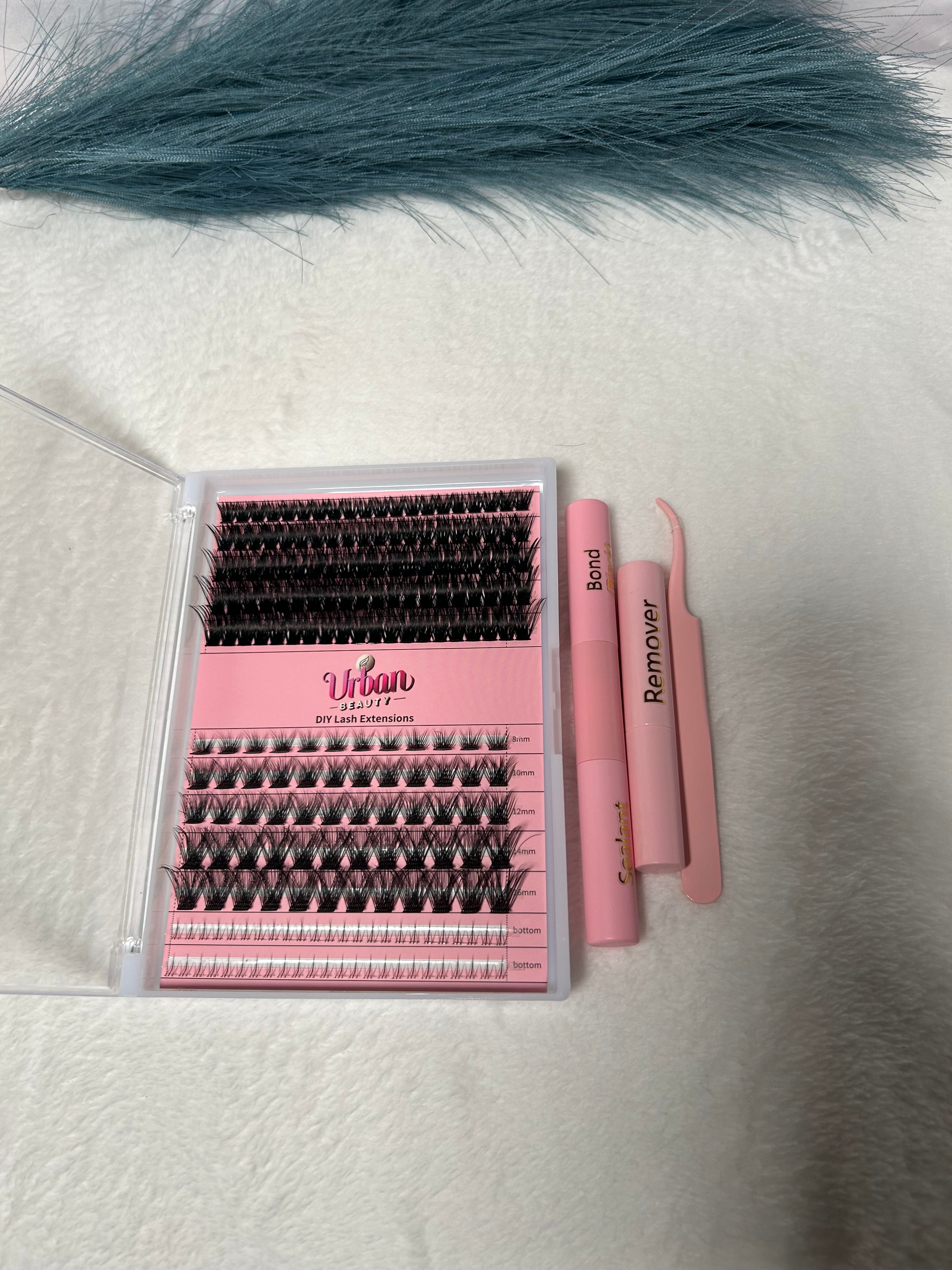 12 Rows, 140PCS Fluffy Cluster Lash Kit with 14 Days Lasting Glue, Bottom Lashes, Glue Remover Tweezer - Black DIY Cluster Eyelashes