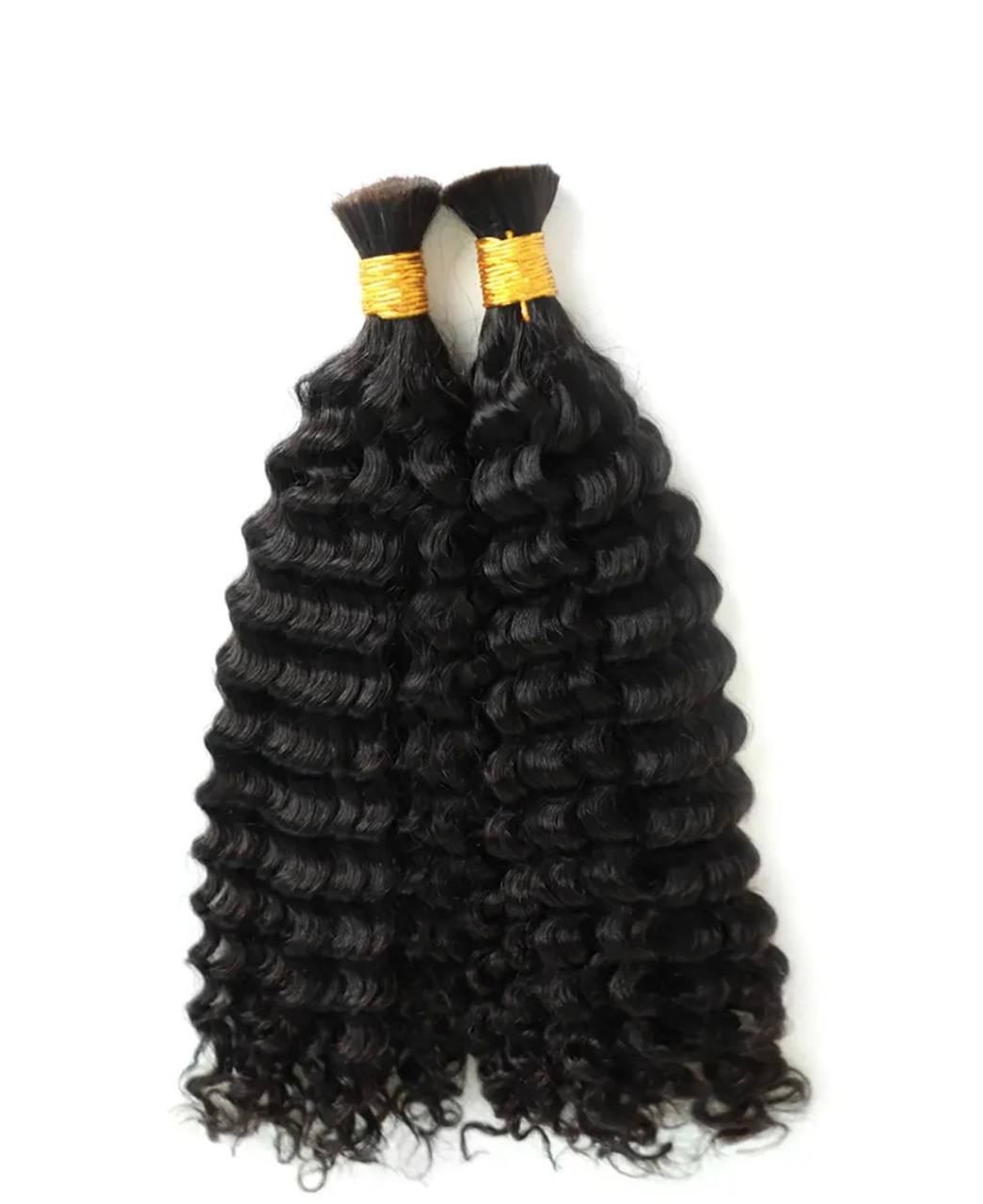 Brazilian Deep Wave Bulk Braiding Hair, 100% Virgin Human Hair