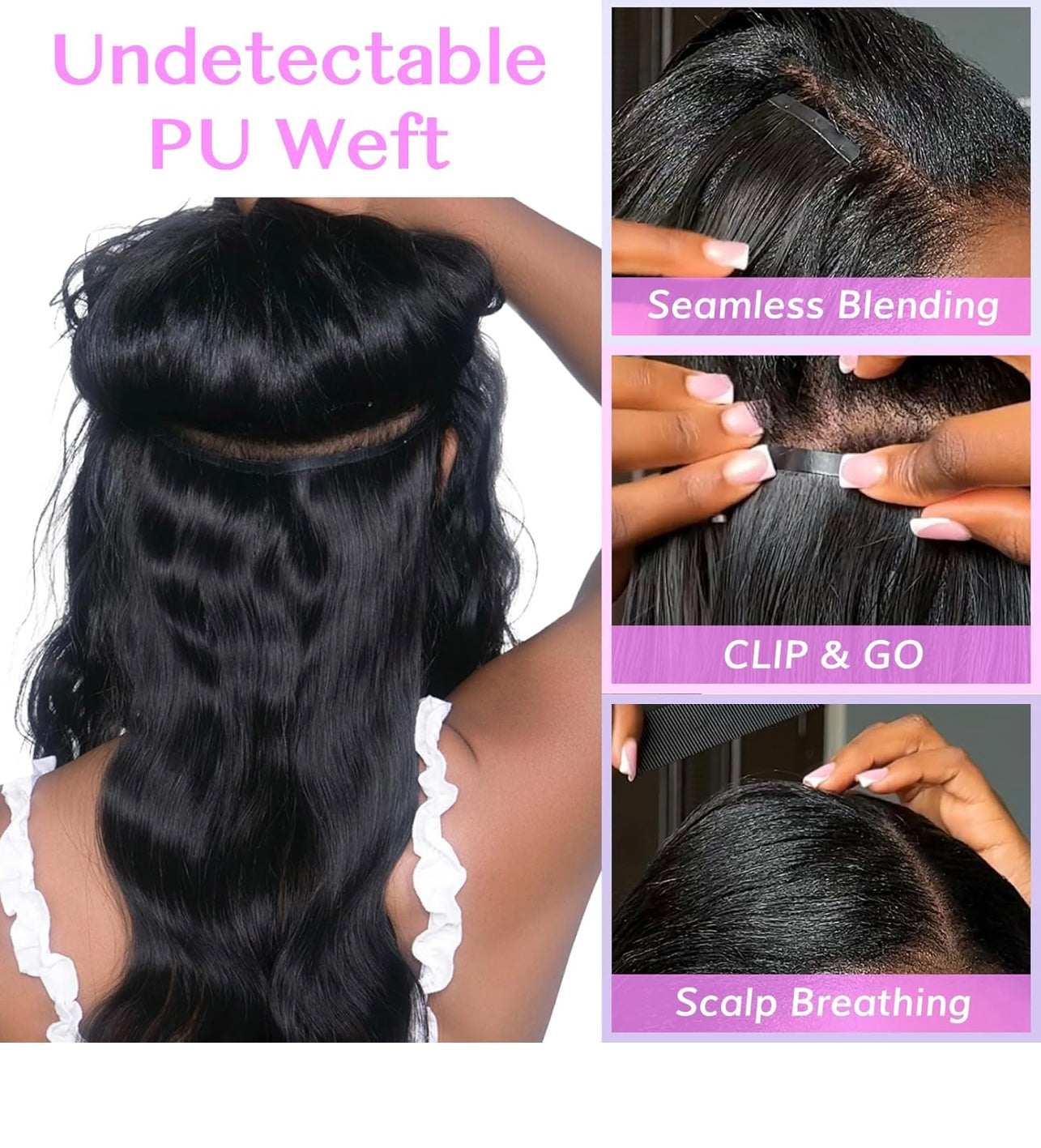 Undetectable Clip-ins, Virgin Human Hair Extensions