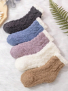 3-5 Pairs Kids Coral Fleece Solid Color All-Match Crew Socks