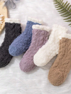3-5 Pairs Kids Coral Fleece Solid Color All-Match Crew Socks