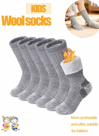 Kids Thick Wool Winter Socks – Warm, Soft & Durable Cold-Weather Socks (1/3/6 Pairs)