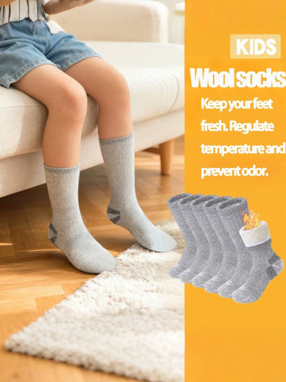 Kids Thick Wool Winter Socks – Warm, Soft & Durable Cold-Weather Socks (1/3/6 Pairs)