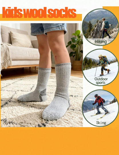 Kids Thick Wool Winter Socks – Warm, Soft & Durable Cold-Weather Socks (1/3/6 Pairs)