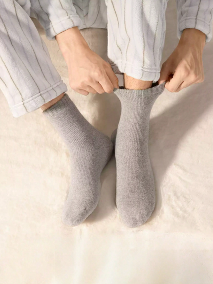 1/4 Pairs Thick Warm Socks For Men, Thermal Lined, Ankle/Mid-Calf Length, Comfortable & Soft, Suitable For Casual, Business, Indoor Wear In Cold Winter Seasons Down To -5°C