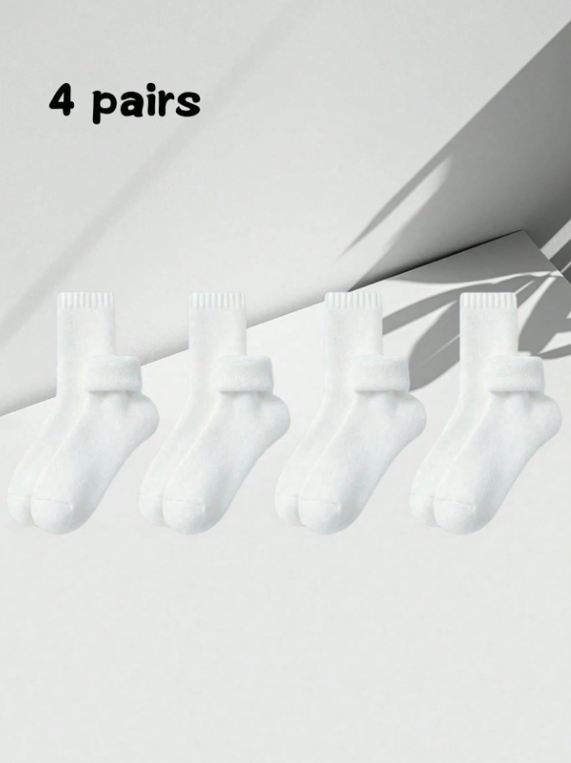 1/4 Pairs Thick Warm Socks For Men, Thermal Lined, Ankle/Mid-Calf Length, Comfortable & Soft, Suitable For Casual, Business, Indoor Wear In Cold Winter Seasons Down To -5°C