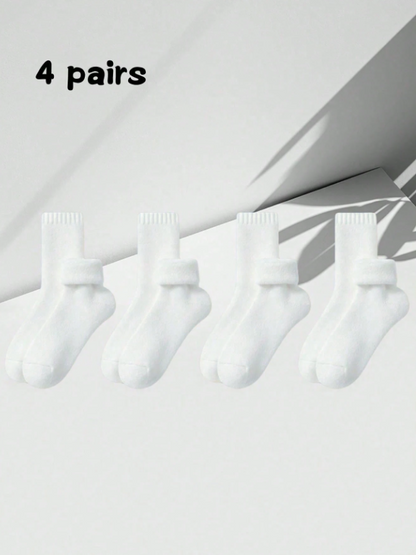 1/4 Pairs Thick Warm Socks For Men, Thermal Lined, Ankle/Mid-Calf Length, Comfortable & Soft, Suitable For Casual, Business, Indoor Wear In Cold Winter Seasons Down To -5°C