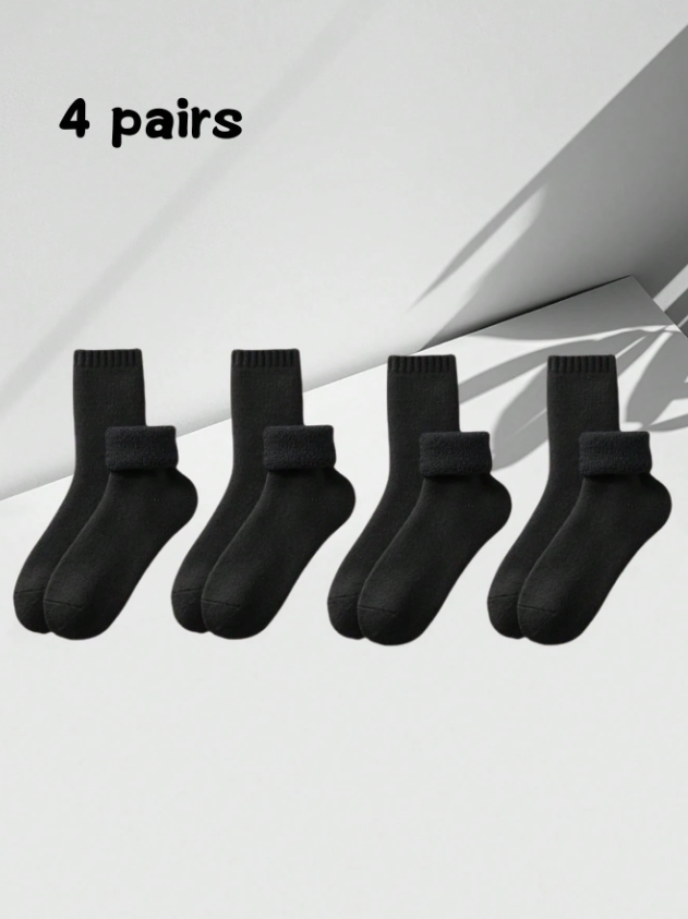 1/4 Pairs Thick Warm Socks For Men, Thermal Lined, Ankle/Mid-Calf Length, Comfortable & Soft, Suitable For Casual, Business, Indoor Wear In Cold Winter Seasons Down To -5°C