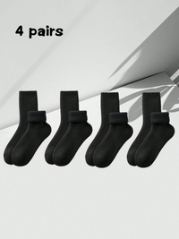 1/4 Pairs Thick Warm Socks For Men, Thermal Lined, Ankle/Mid-Calf Length, Comfortable & Soft, Suitable For Casual, Business, Indoor Wear In Cold Winter Seasons Down To -5°C