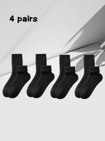 1/4 Pairs Thick Warm Socks For Men, Thermal Lined, Ankle/Mid-Calf Length, Comfortable & Soft, Suitable For Casual, Business, Indoor Wear In Cold Winter Seasons Down To -5°C