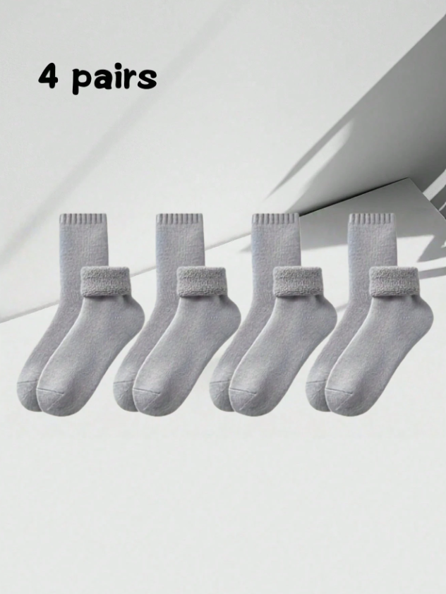 1/4 Pairs Thick Warm Socks For Men, Thermal Lined, Ankle/Mid-Calf Length, Comfortable & Soft, Suitable For Casual, Business, Indoor Wear In Cold Winter Seasons Down To -5°C