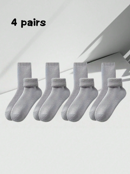 1/4 Pairs Thick Warm Socks For Men, Thermal Lined, Ankle/Mid-Calf Length, Comfortable & Soft, Suitable For Casual, Business, Indoor Wear In Cold Winter Seasons Down To -5°C
