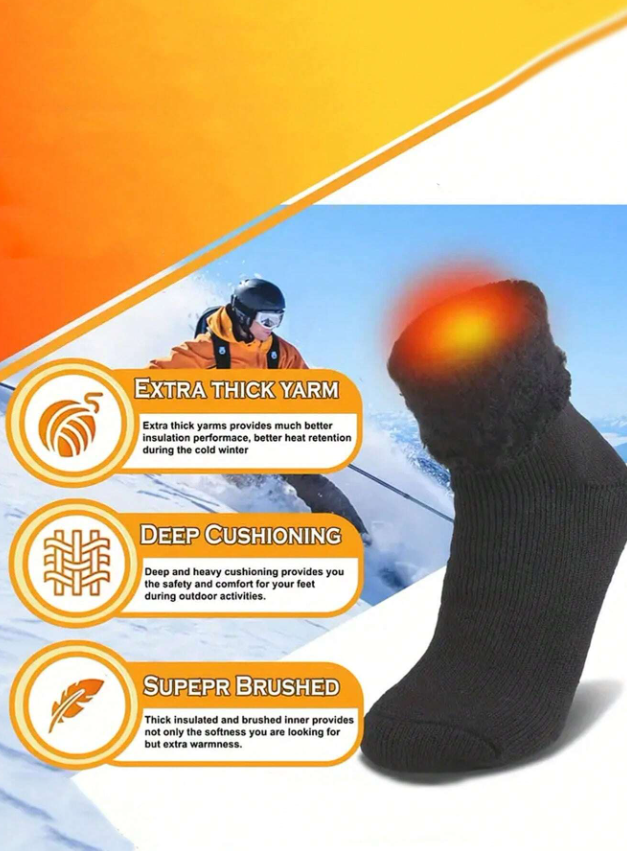 1/3/6 Pairs Extra Thick Sherpa Lined Winter Socks For Men - Comfortable And Soft Christmas Gift For Dad, Suitable For Cold Weather, Long Socks, Winter, Black Socks, Warm Ladies Socks, Casual Thick Moisture Wicking Comfortable C