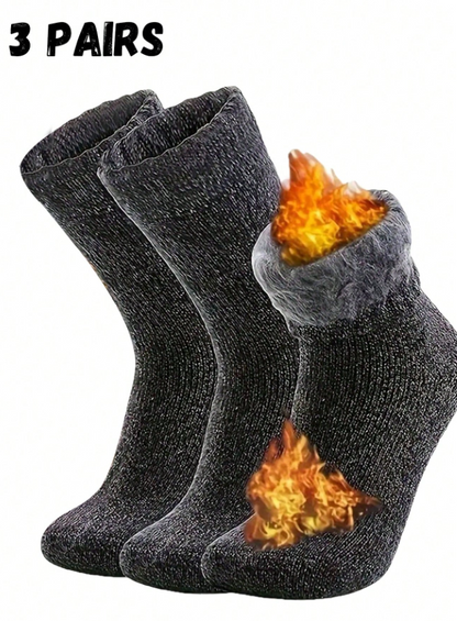 1/3/6 Pairs Extra Thick Sherpa Lined Winter Socks For Men - Comfortable And Soft Christmas Gift For Dad, Suitable For Cold Weather, Long Socks, Winter, Black Socks, Warm Ladies Socks, Casual Thick Moisture Wicking Comfortable C