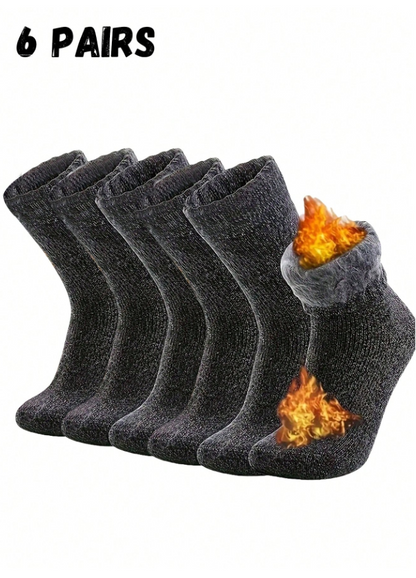 1/3/6 Pairs Extra Thick Sherpa Lined Winter Socks For Men - Comfortable And Soft Christmas Gift For Dad, Suitable For Cold Weather, Long Socks, Winter, Black Socks, Warm Ladies Socks, Casual Thick Moisture Wicking Comfortable C