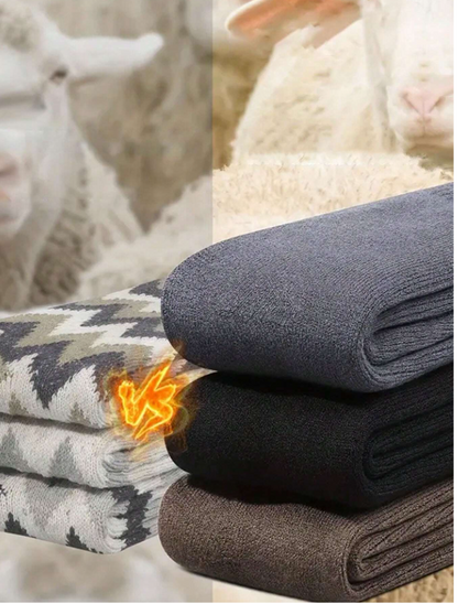 1/3/6 Pairs Men's Fleece Lined Socks, Thick Warm Hiking Boot Socks, Soft & Comfortable, Suitable For Cold Weather, Long Socks, Winter, Black