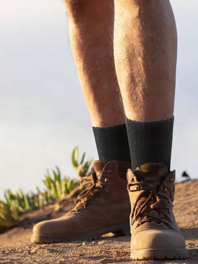 1/3/6 Pairs Men's Fleece Lined Socks, Thick Warm Hiking Boot Socks, Soft & Comfortable, Suitable For Cold Weather, Long Socks, Winter, Black