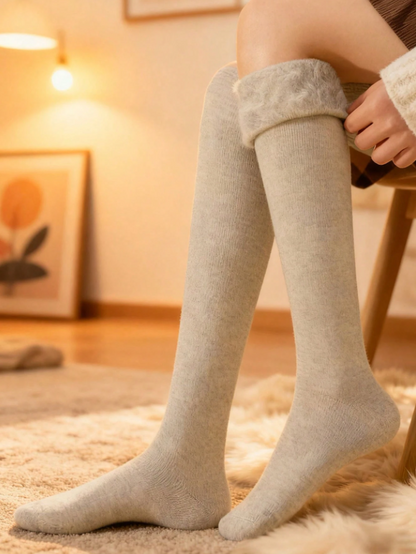 1 Pair Women's Autumn/Winter Thick Knitted Over-The-Knee Socks - Soft Anti-Static, Warm Comfortable, Multi Colors Available