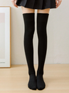 1/2 Pairs Women Over Knee Solid Color Thick Thermal Lined Warm Casual Thigh High Socks, Soft & Comfortable, Suitable For Students & Adults In Autumn/Winter
