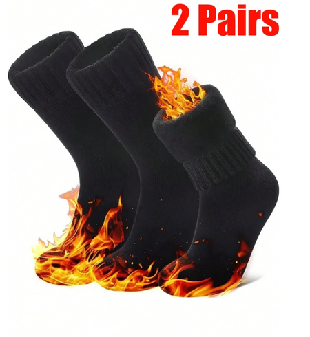 2/3/5 Pairs Thick Fleece Lined Socks, Warm Winter Socks For Men, Suitable For Outdoor Activities, Cycling, Skiing, Fits US 4.5-9 / UK 3.5-8 / EU 36-43