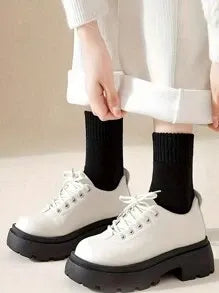 4pairs Women Warm Socks Thick Thermal Terry Socks For Winter Crew Socks