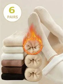 4pairs Women Warm Socks Thick Thermal Terry Socks For Winter Crew Socks
