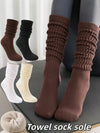 4/3/2/1 Pairs Women's Autumn/Winter Thickened Thermal Lined Knee High Socks, Cushioned Sole, Warm Fuzzy Crew Socks, Mid-Calf Socks, Over-The-Knee Socks, Calf Socks, Slouch Socks, Ribbed Socks, Indoor Yoga/Pilates Non-Slip Socks, Solid Color Sports Socks