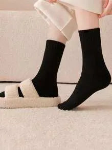 4pairs Women Warm Socks Thick Thermal Terry Socks For Winter Crew Socks